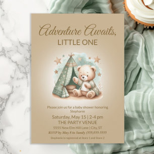 Invitation L'aventure Attend Ours Bébé Unisexe
