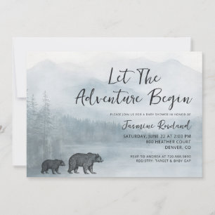 Invitation L'aventure Attend Ours Rustique de la Forêt Baby S