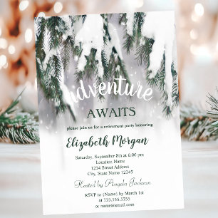 Invitation L'aventure Attend Pin Épineux de l'Hiver Neige Ret