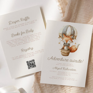 Invitation L'Aventure Attend un Renard Mignon Code QR Baby Sh