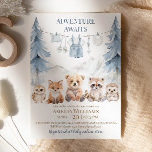 Invitation L'aventure bleue attend la baby shower de la forêt