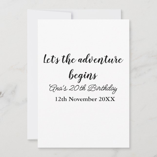 Invitation l'aventure commence 20 ans nom à ajouter d (Devant)