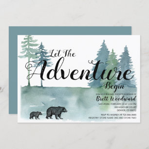 Invitation L'aventure commence aquarelle Ours Baby shower