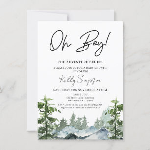 Invitation L'aventure commence Baby shower sauvage de montagn