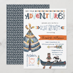 Invitation L'aventure commence - Baby Shower tribal