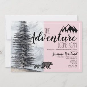 Invitation L'aventure commence Bear Pink Baby Sprinking par c