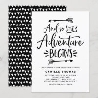 L'aventure commence Citation Baby shower noir