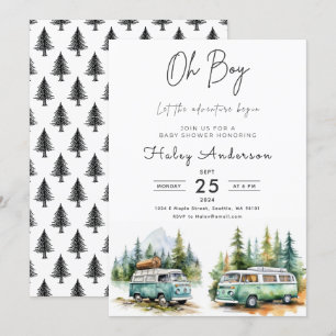 Invitation L'aventure commence le Baby shower de garçon de ca