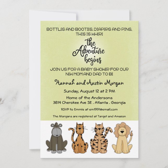 Invitation L'aventure commence le Baby shower des couples (Devant)