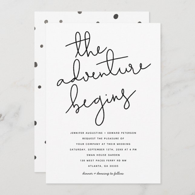 Invitation l'aventure commence mariage moderne (Devant / Derrière)