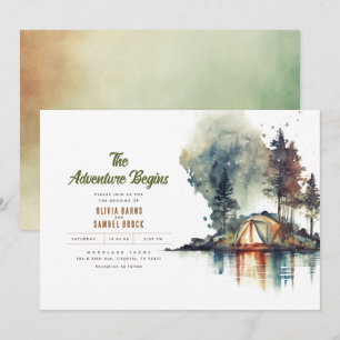 Invitation L'aventure commence nature sauvage Mariage de bois
