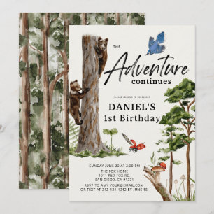 Invitation L'aventure continue Bear Forest 1er anniversaire