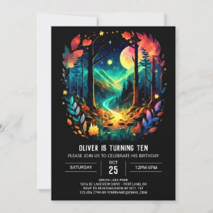 Invitation L'aventure dans les bois attend un bel anniversair