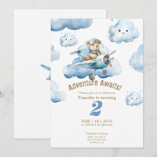 Invitation L'aventure de Teddy dans les airs pour son 2e anni