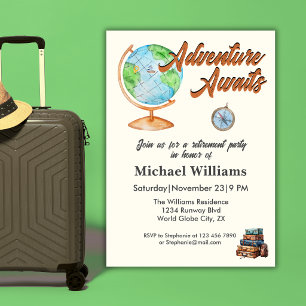 Invitation L'aventure de voyage à la retraite attend le monde