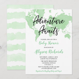 Invitation L'aventure neutre de genre attend le baby shower