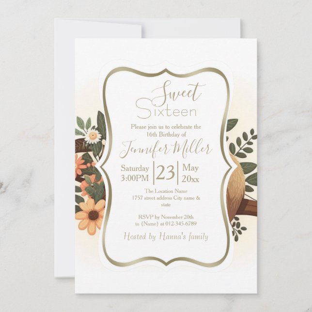 Invitation Lazy sloth sleeping on a branch cartoon            (Devant)