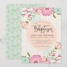 INVITATION LDS BAPTISM | Élégant Chic Floral Girl