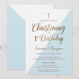Invitation Le 1er anniversaire de l'or bleu moderne