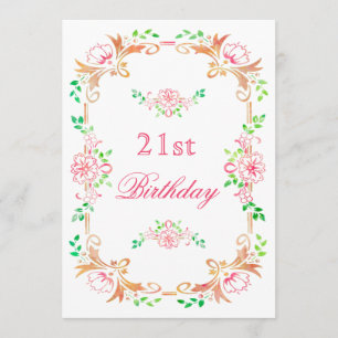 Invitation Le 21ème double d'anniversaire d'aquarelle florale