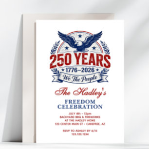 Invitation Le 250e anniversaire de l'Amérique - BBQ familial