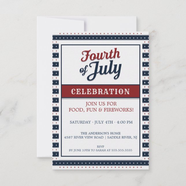 Invitation Le 4 Juillet Célébration Stars & Stripes (Devant)