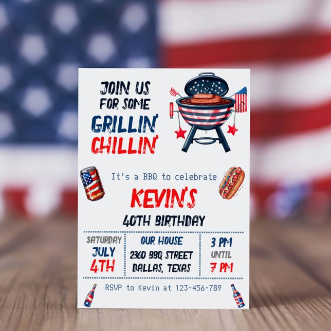 Invitation Le 4 juillet du parti BBQ Patriotique (Créateur téléchargé)