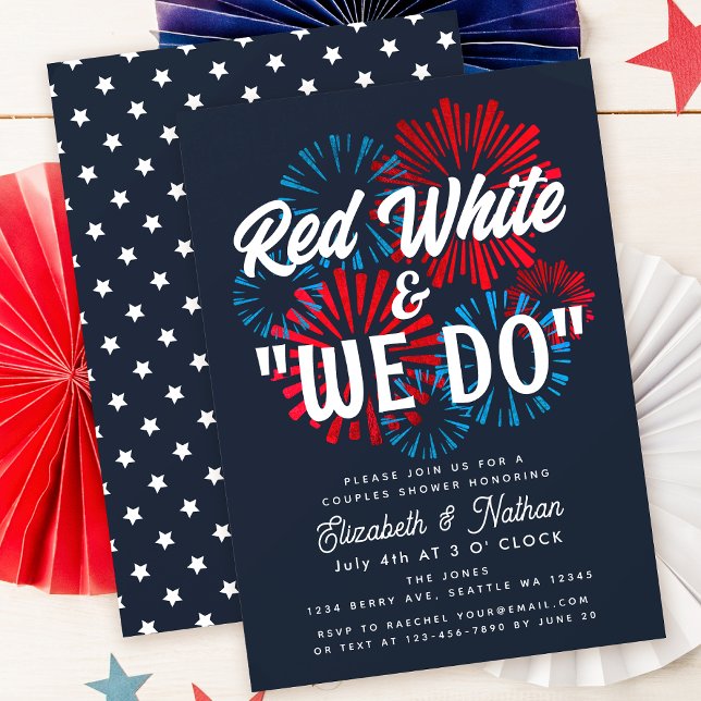 Invitation Le 4 Juillet Rouge Blanc et nous faisons Couples D (Créateur téléchargé)