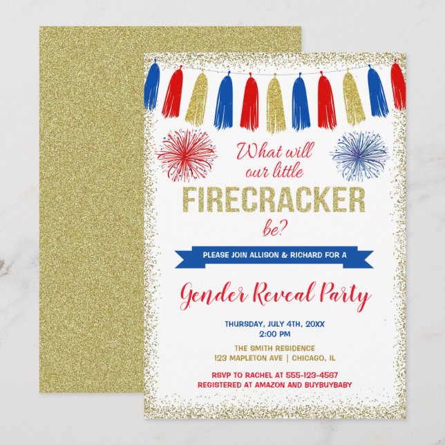 Invitation Le 4 Juillet Sexe Révéler pétard (Devant / Derrière)