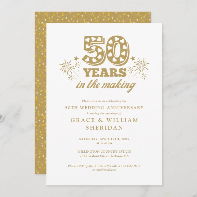Invitation Le 50e anniversaire du Mariage (Devant / Derrière)