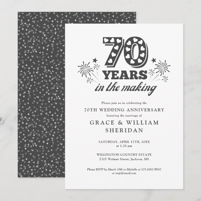 Invitation Le 70e anniversaire du Mariage (Devant / Derrière)