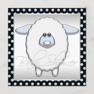 Invitation Le Baby shower aux moutons bleus