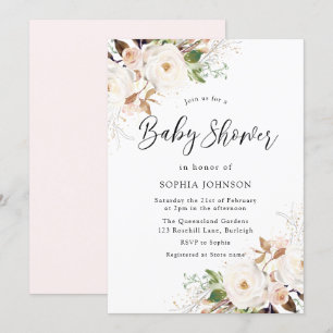 Invitation Le Baby shower blanc de la forêt d'hiver