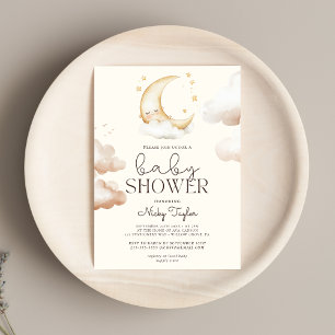 Invitation Le Baby shower Boho de la belle lune