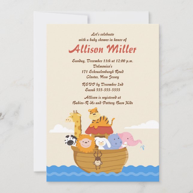 Invitation  Le Baby shower d'Arc de Noé (Devant)