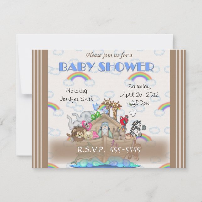 Invitation Le Baby shower d'arche de Blue Noah (Devant)