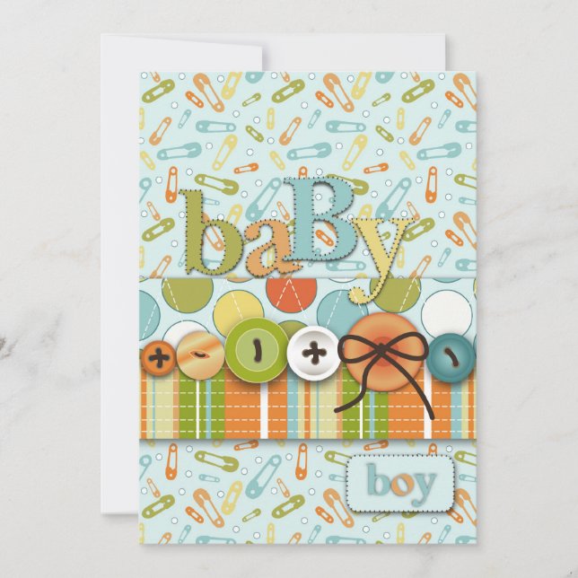Invitation Le Baby shower de bébé à boutons (Devant)