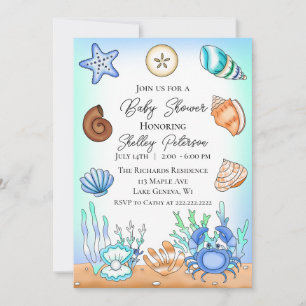 Invitation Le Baby shower De Bord De Mer Bleu