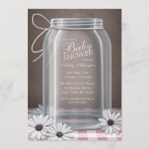 Invitation Le Baby shower de Country Mason Jar Pink En vichy