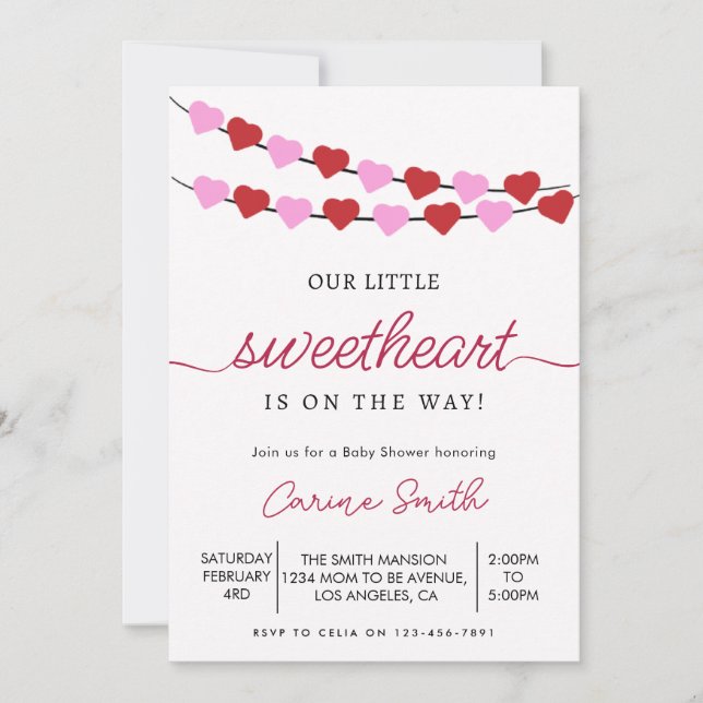 Invitation Le Baby shower de Heart Valentine (Devant)