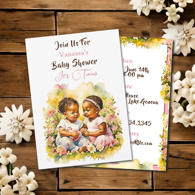 Invitation Le Baby shower de la double fille afro-américaine (Créateur téléchargé)