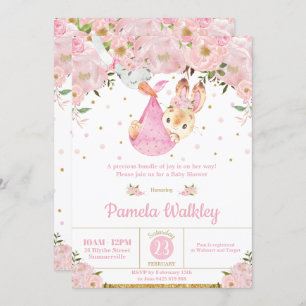 Invitation Le Baby shower de la fille de l'empaquette de Bunn