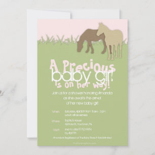 Invitation Le Baby shower de la fille des deux Brown Ponies