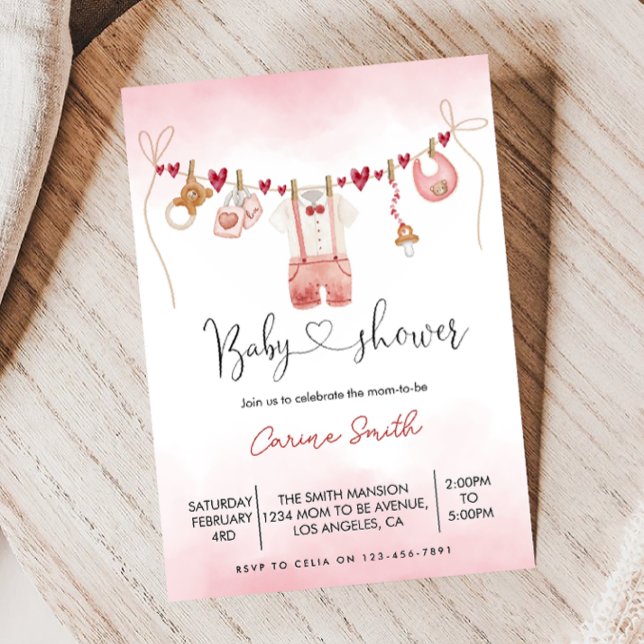 Invitation Le baby shower de la ligne de vêtements de valenti (Créateur téléchargé)
