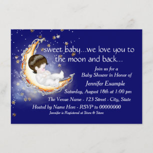 Invitation Le Baby shower de la Lune et du dos