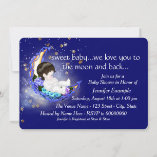 Invitation Le Baby shower de la Lune et du dos