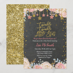 Invitation Le Baby shower de la petite étoile des filles Gold