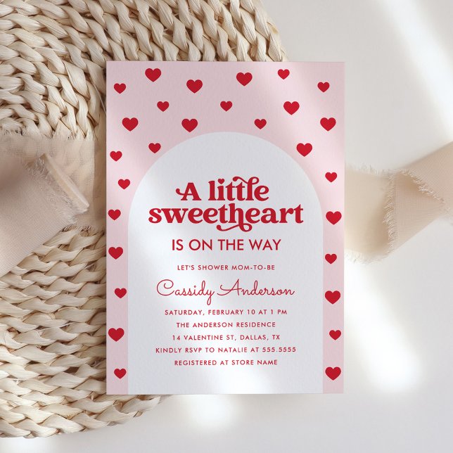 Invitation Le Baby shower de la Saint-Valentin rose petit amo (Créateur téléchargé)