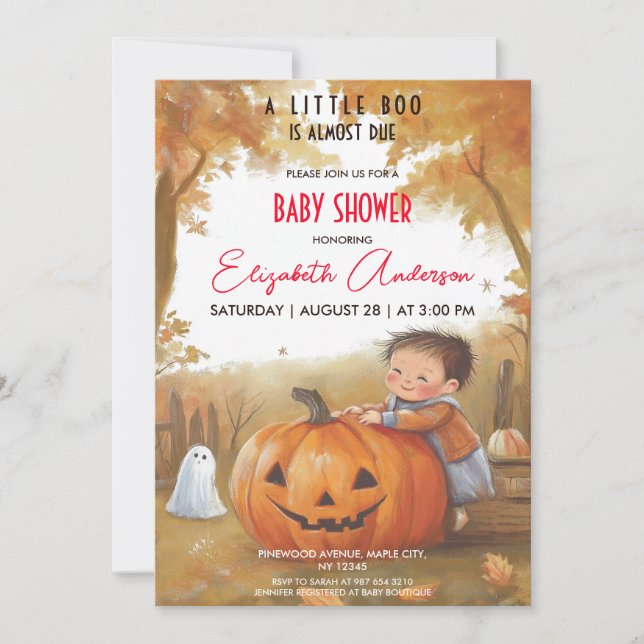 Invitation Le Baby shower de l'Halloween Citrouille de charme (Devant)