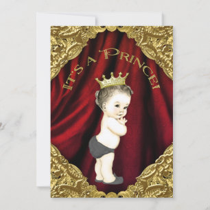 Invitation Le Baby shower de l'or et du rouge